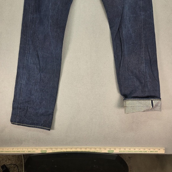 Flat Head Jeans Mens Fits 28x31 Blue Selvedge Slim Straight Buckile Back Denim - Picture 7 of 14